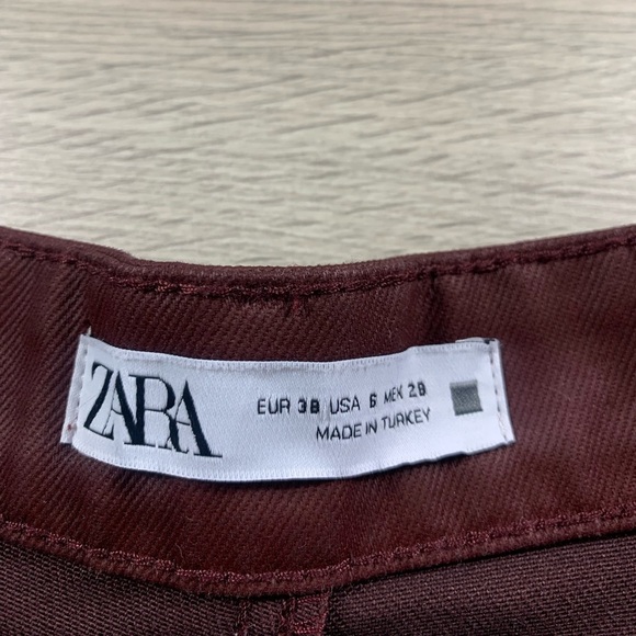 Zara Burgundy Coated Mom fit Shorts - Picture 6 of 12